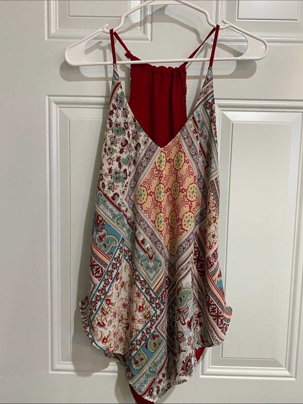 Soulmates Red Paisley Patchwork Halter-Back Camisole
